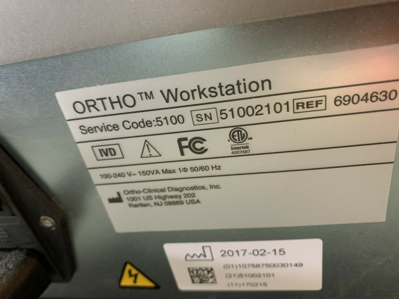 Ortho Clinical Diagnostics Workstation Centrifuge