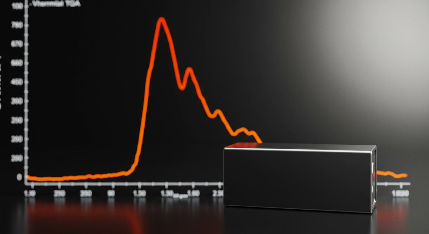 image of a battery with a background showing a TGA curve illustrating theimportance of thermogravimetric analysis in battery testing and development