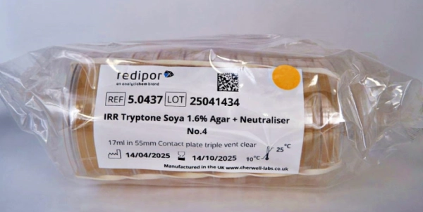 New culture media plates Redipor on a grey background