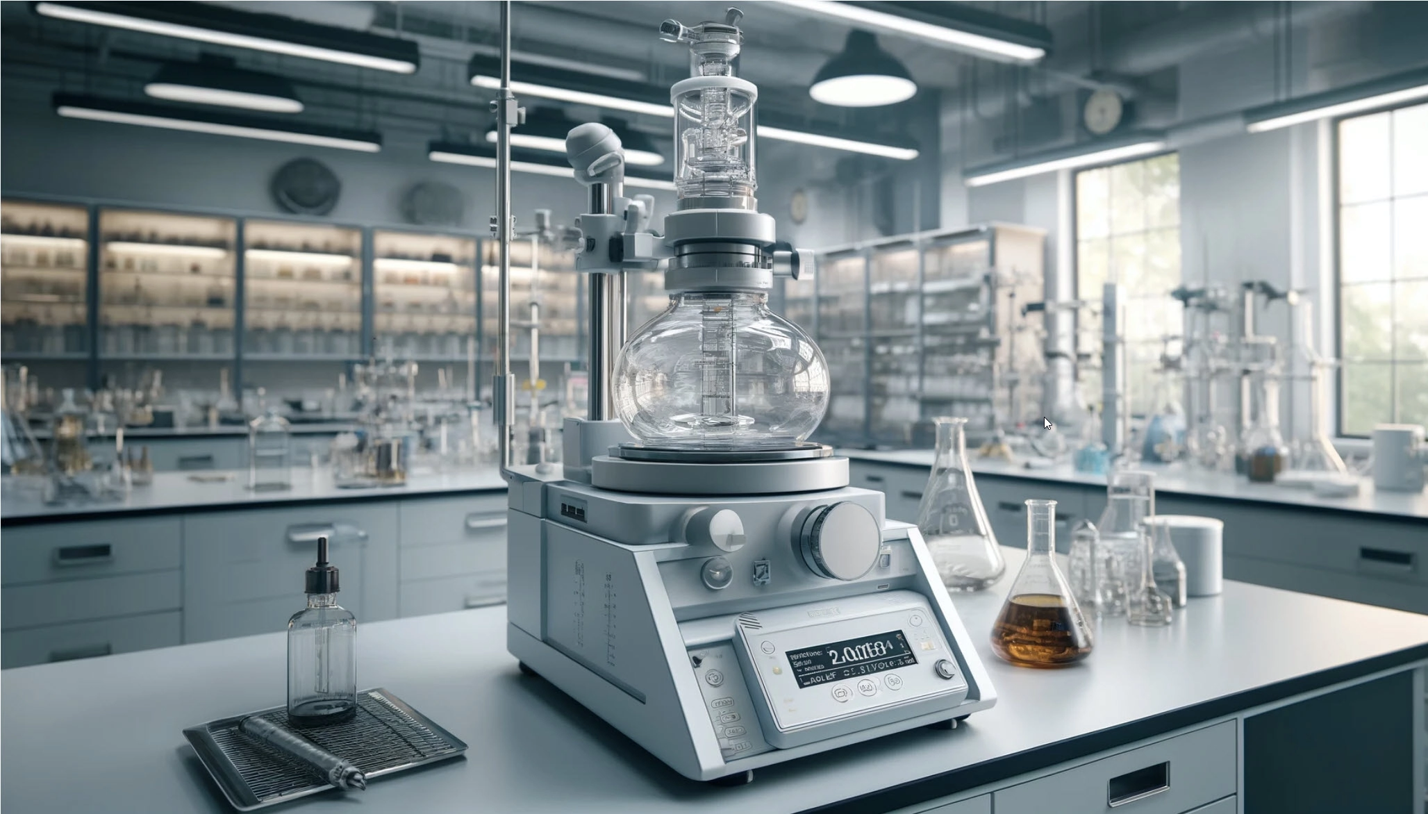 Image of a laboratory evaporator in a modern lab