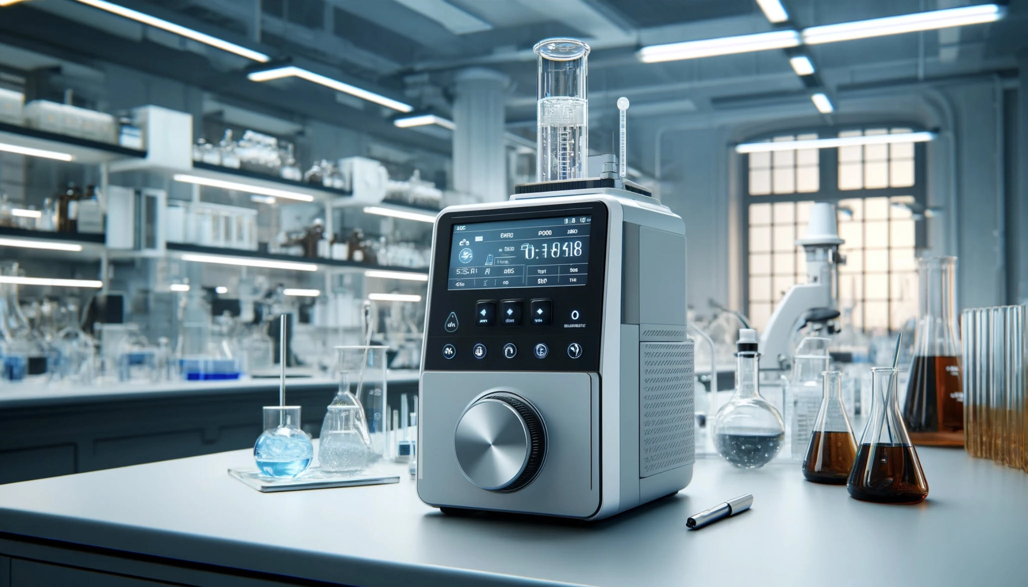 Image of a titrator on a modern laboratory bench