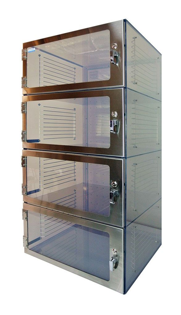 Four Door Desiccator Cabinet Clear Acrylic 24x24x48