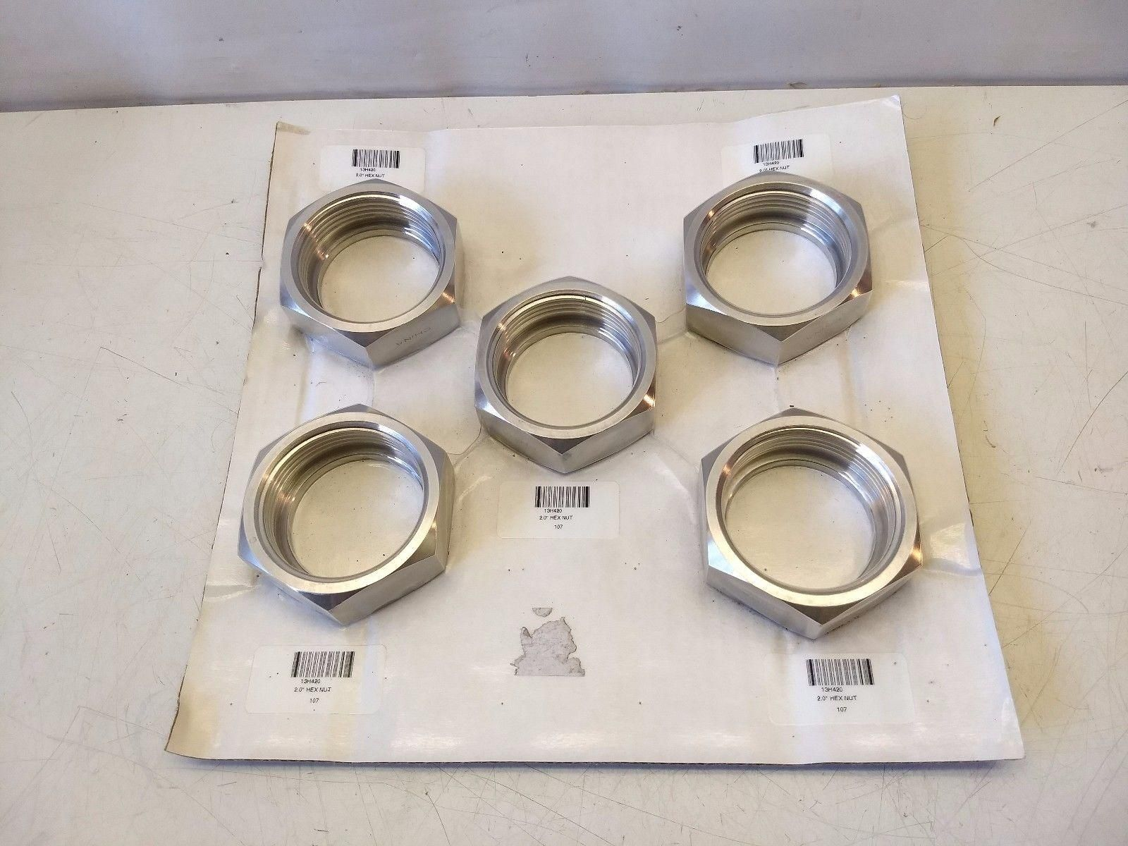 NEW: 5 Pcs Lot 2" Stainless Steel Hex Nuts 13H420
