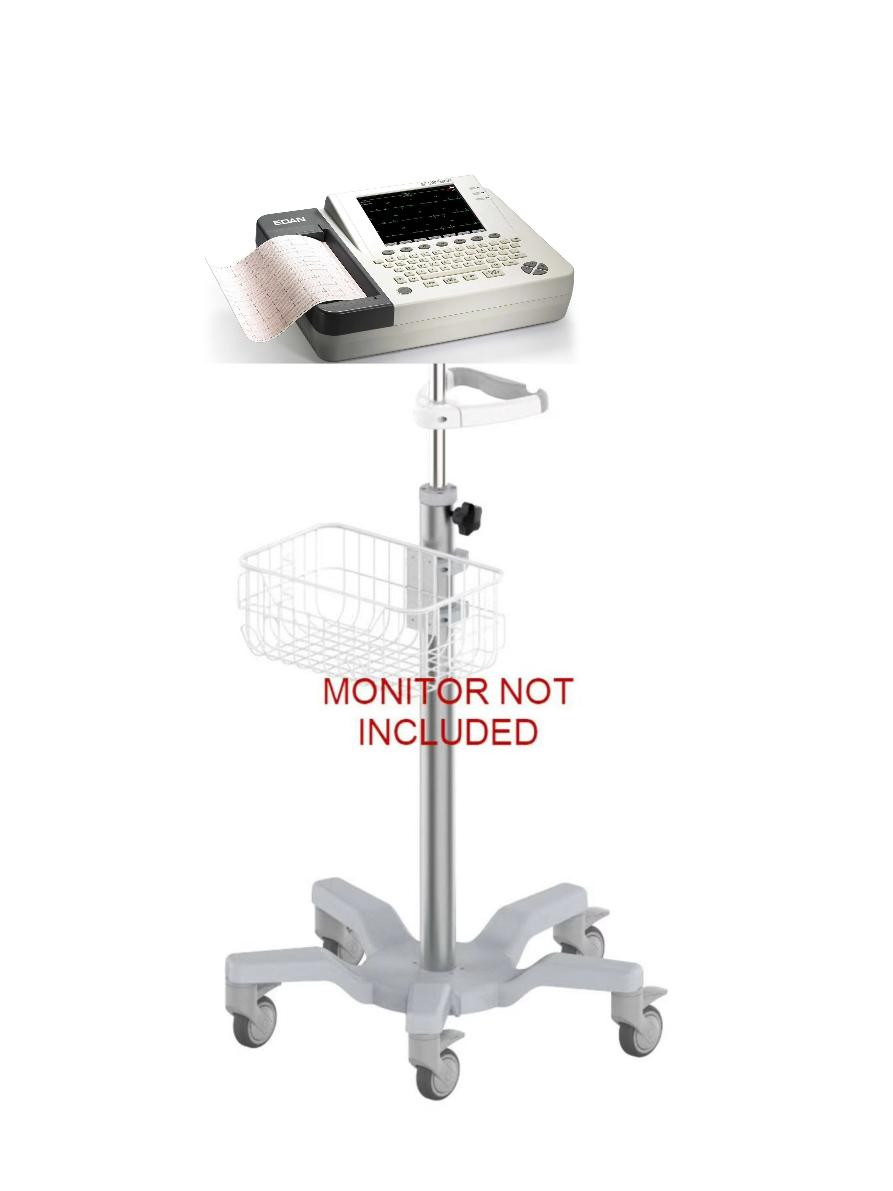 Rolling stand for Edan SE-1212/1200 ECG/EKG new  (big wheel) w/ cable lead arm