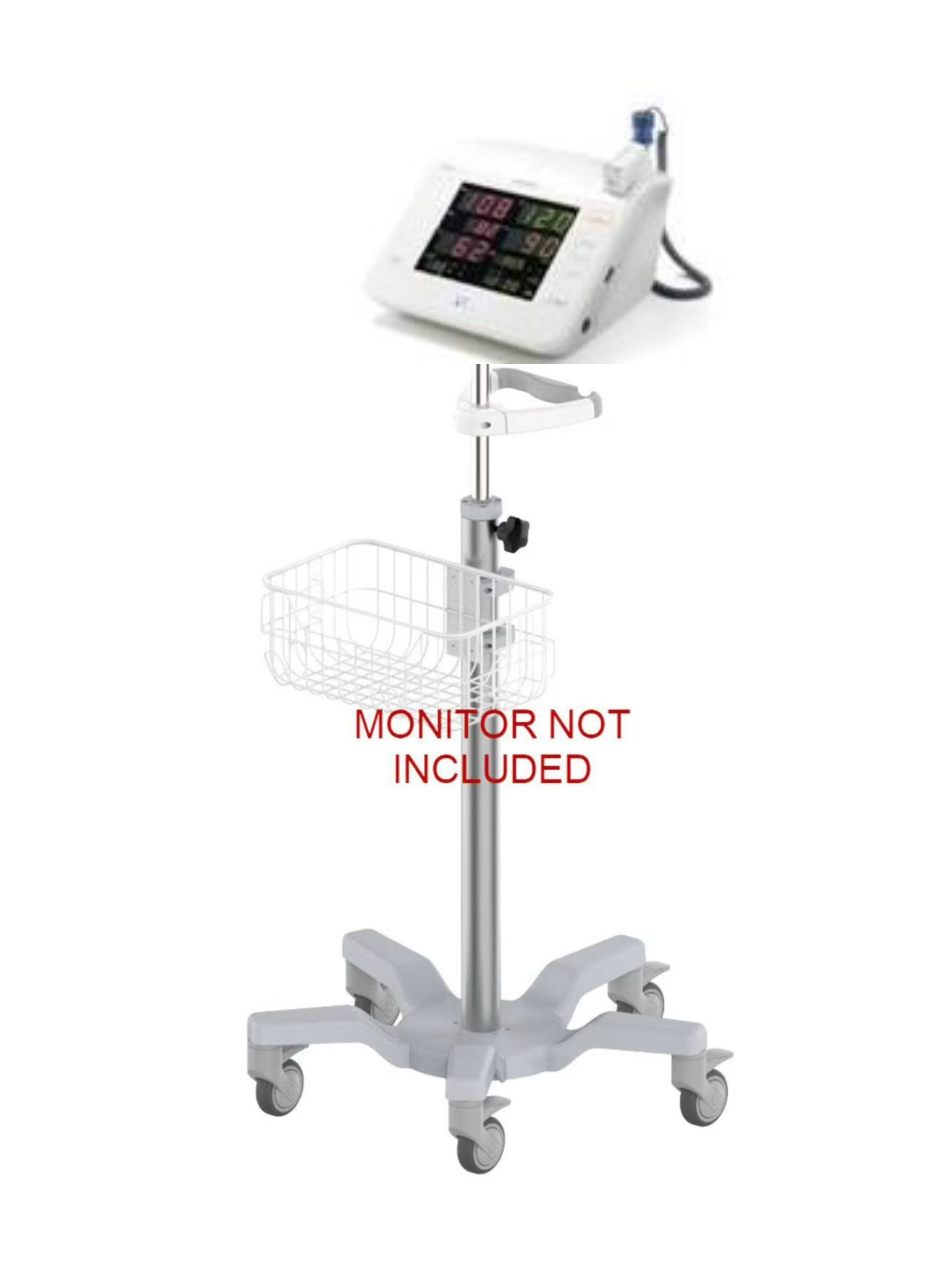 Rolling Mobile stand for Omro Colin T105 Cardiac Science 5300   (big wheel)