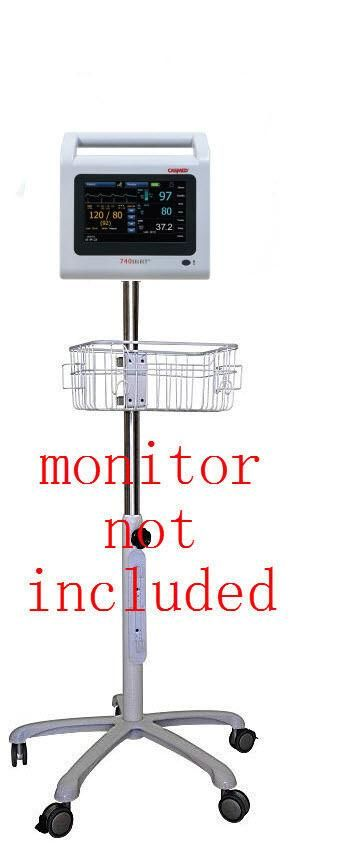 Rolling mobile stand for Zoe CasMed 740 select vital sign monitor (small wheel)
