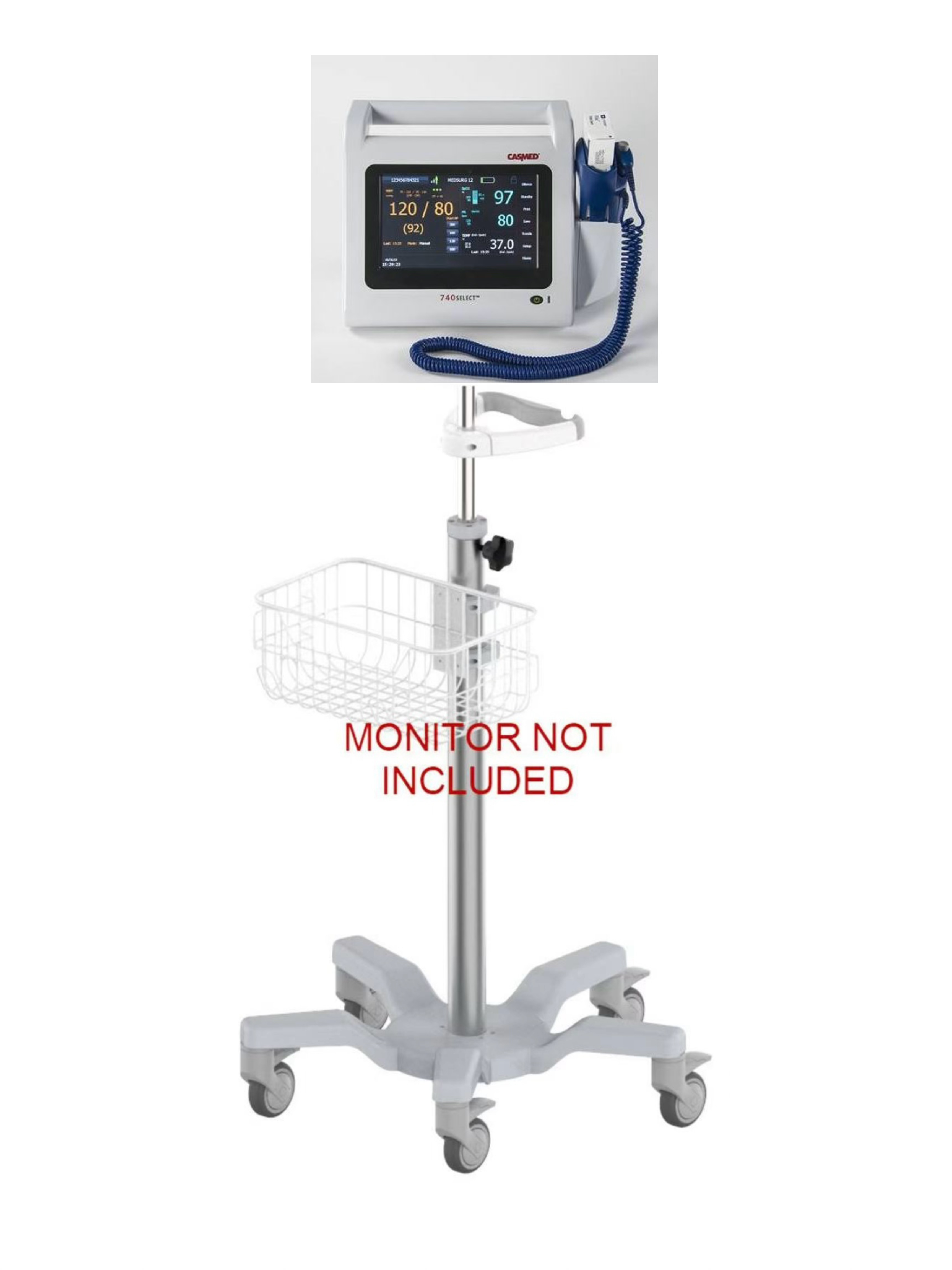 Rolling stand for Zoe CasMed 740 select vital sign monitor (big wheel )