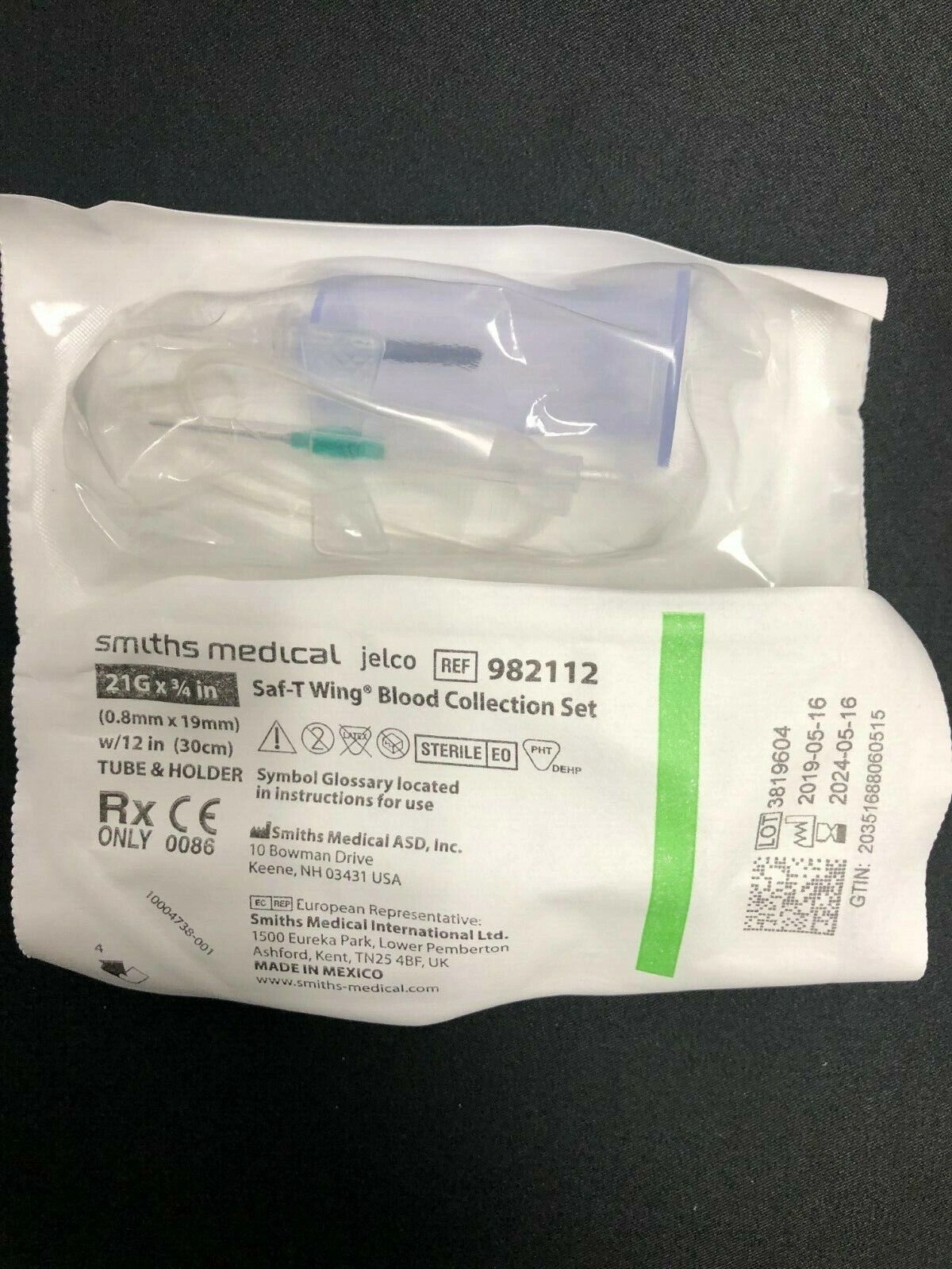21G Saf-T Wing Blood Collection Set by Smith Medic