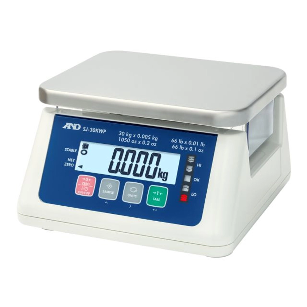 A&amp;D SJ-30KWP Compact Washdown Scale, 30kg x 1g
