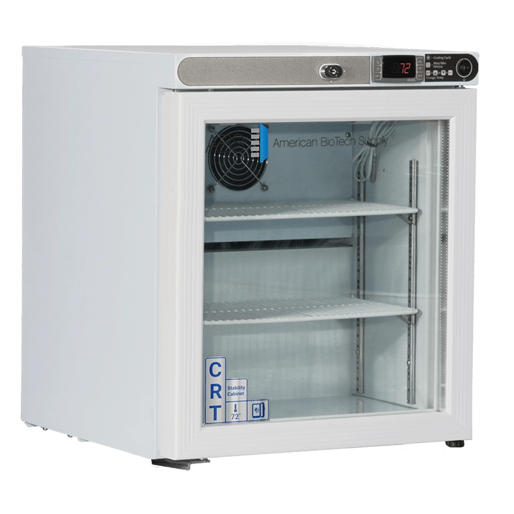 ABS 1 Cu. Ft. Undercounter Controlled Room Temperature Cabinet, Freestanding-Left Hinged, Glass Door