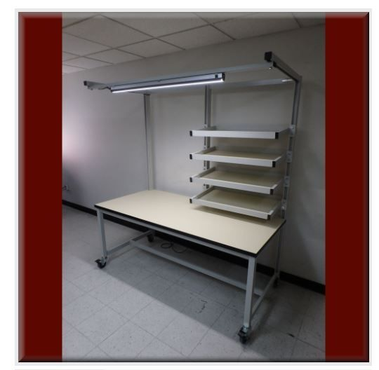 Table Model FR-104P-SP – Flow Rack Shelf Workstation w/ Split Shelving