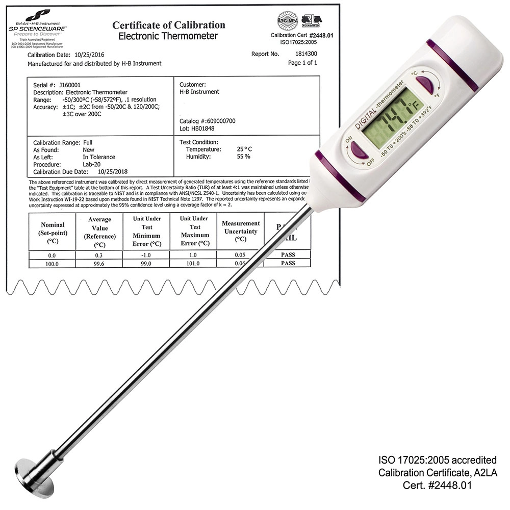 Durac Calibrated Electronic Stainless Steel Stem Thermometer,-50/200C