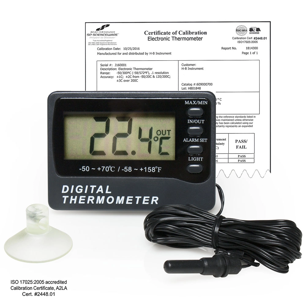 Durac Calibrated Dual Zone Electronic Thermometer With Waterproof Sensor;-50/70C