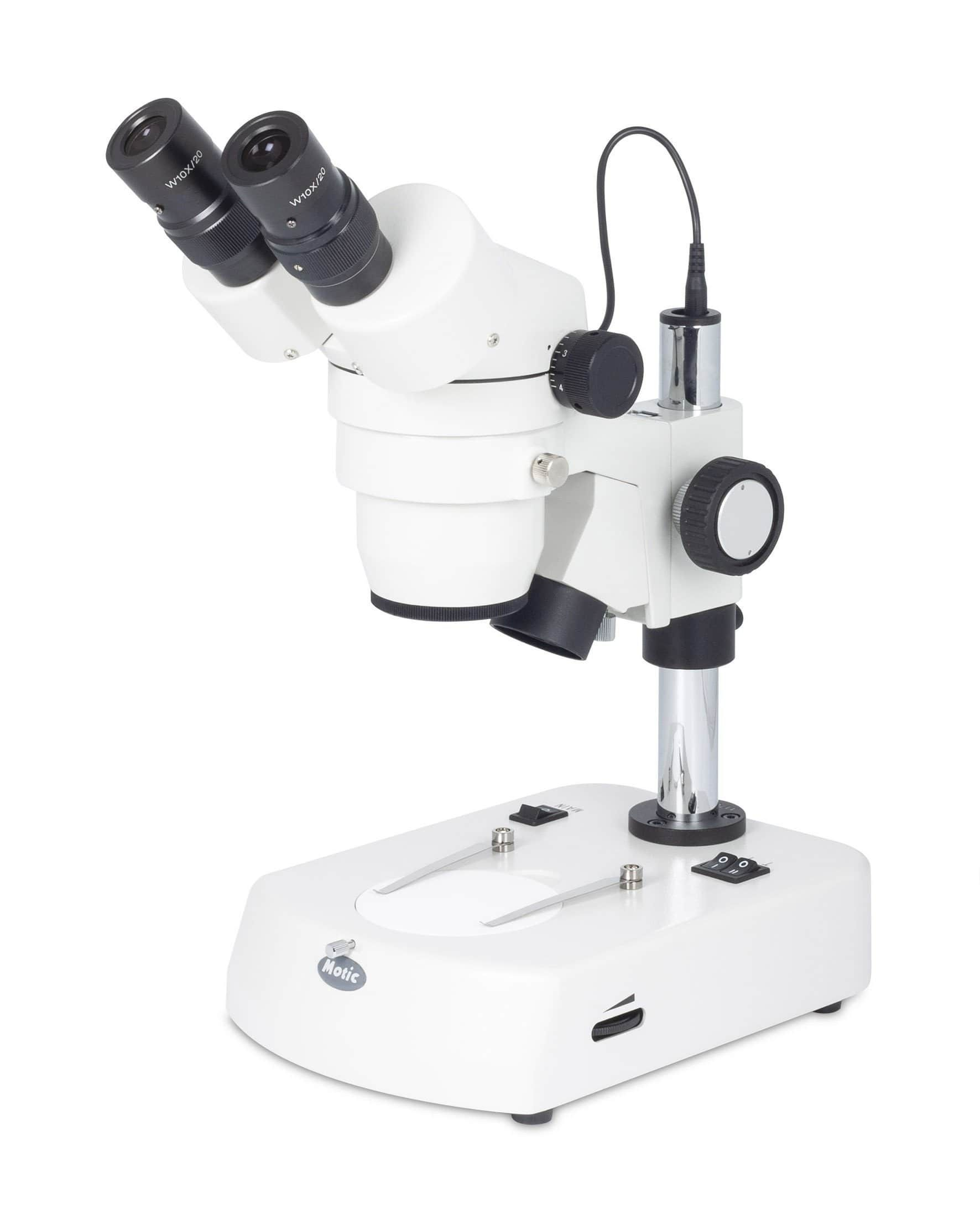 Stereo zoom microscope | Motic SMZ-140 with halogen illumination (NEW)