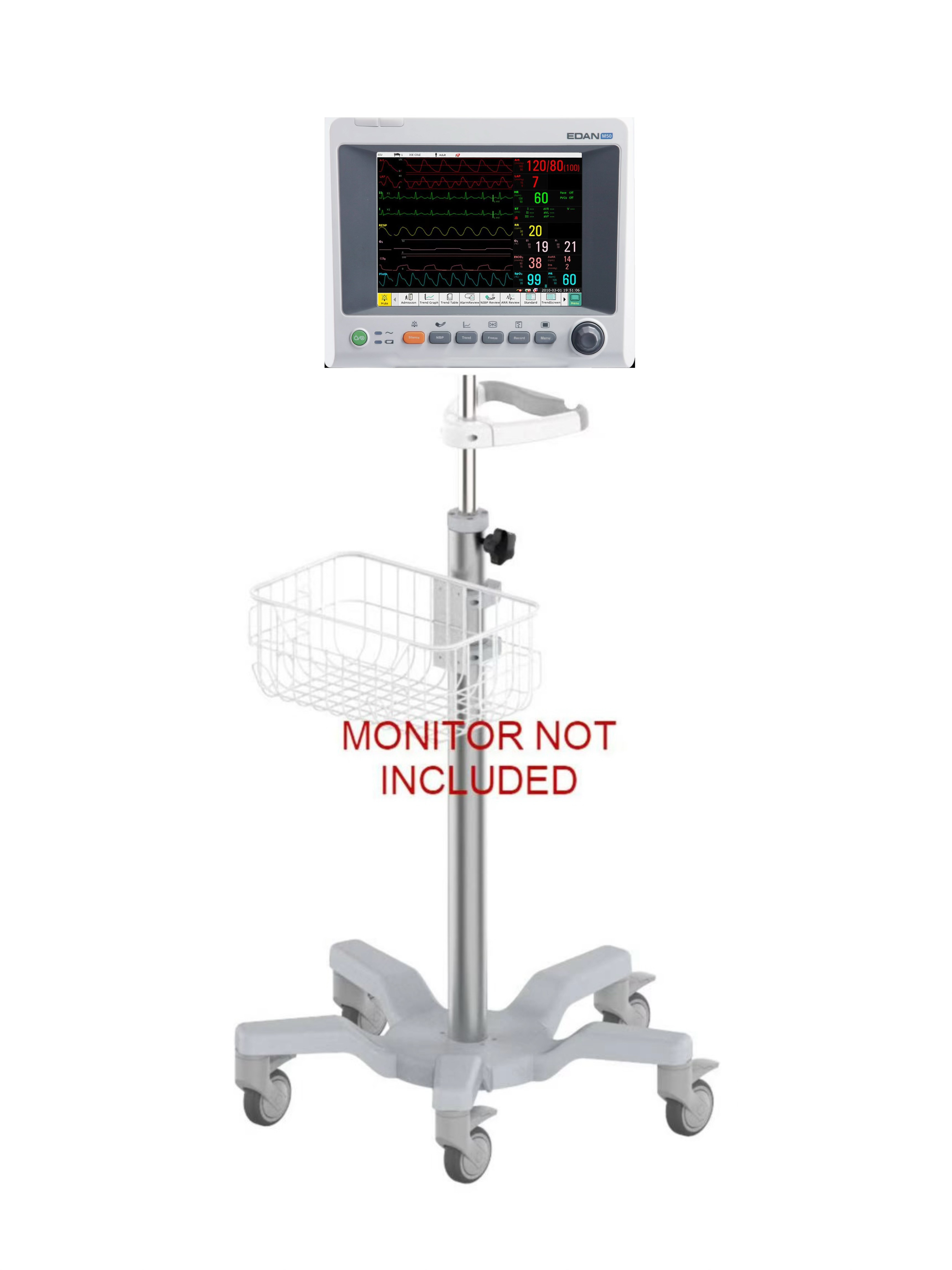 Rolling mobile stand for Edan iM50 M50  patient  monitor (big wheel)
