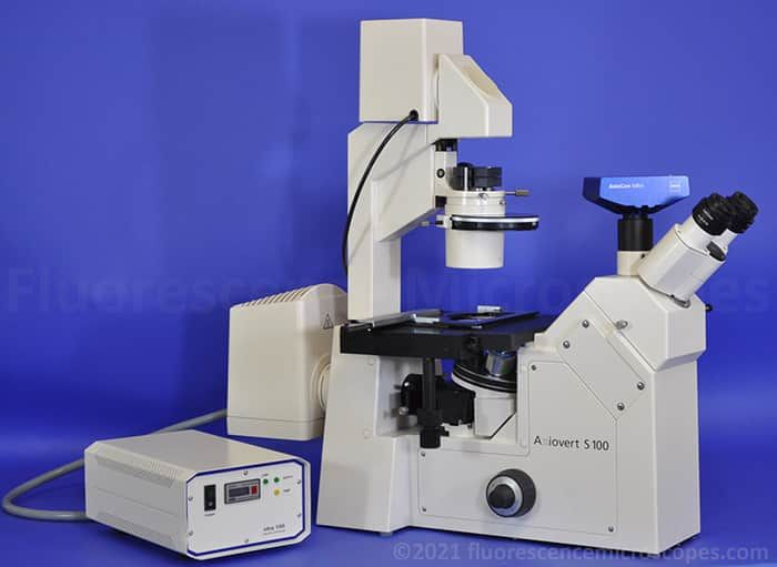 Zeiss Axiovert S100 Inverted Phase Contrast Fluorescence Microscope