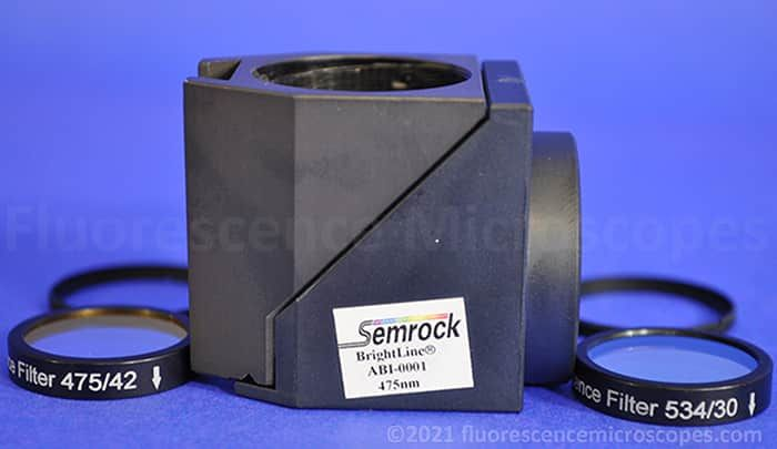 Semrock BrightLine 475nm FITC GFP Fluorescence Filter Cube Olympus Microscope