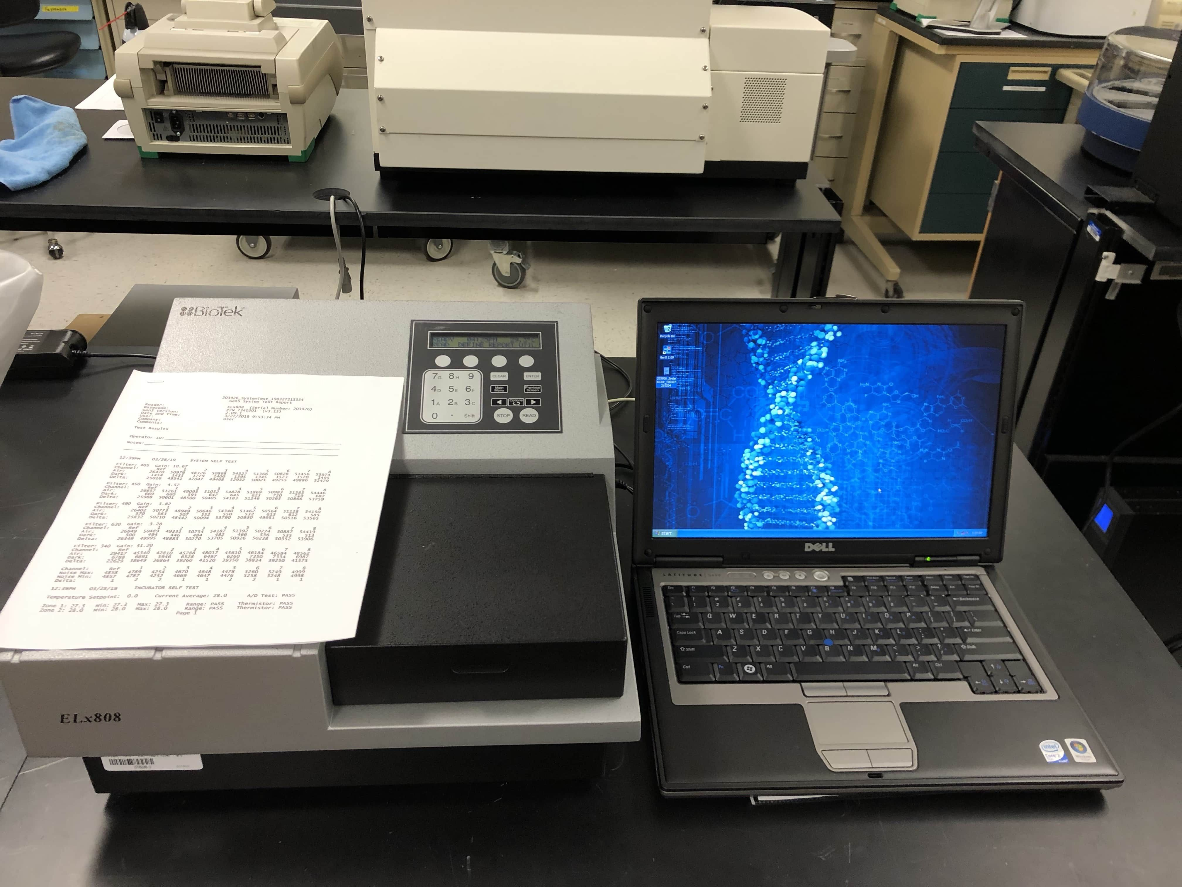 BIOTEK ELX808IU 96 well ABS MicroPlate Reader System w/ GEN5 Anayisis SW, Incubation-New PM testing