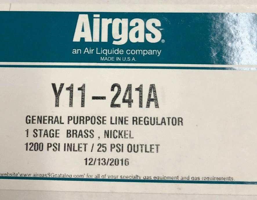 Brand New Airgas Y11-241A Max Regulated PSIG 25, M