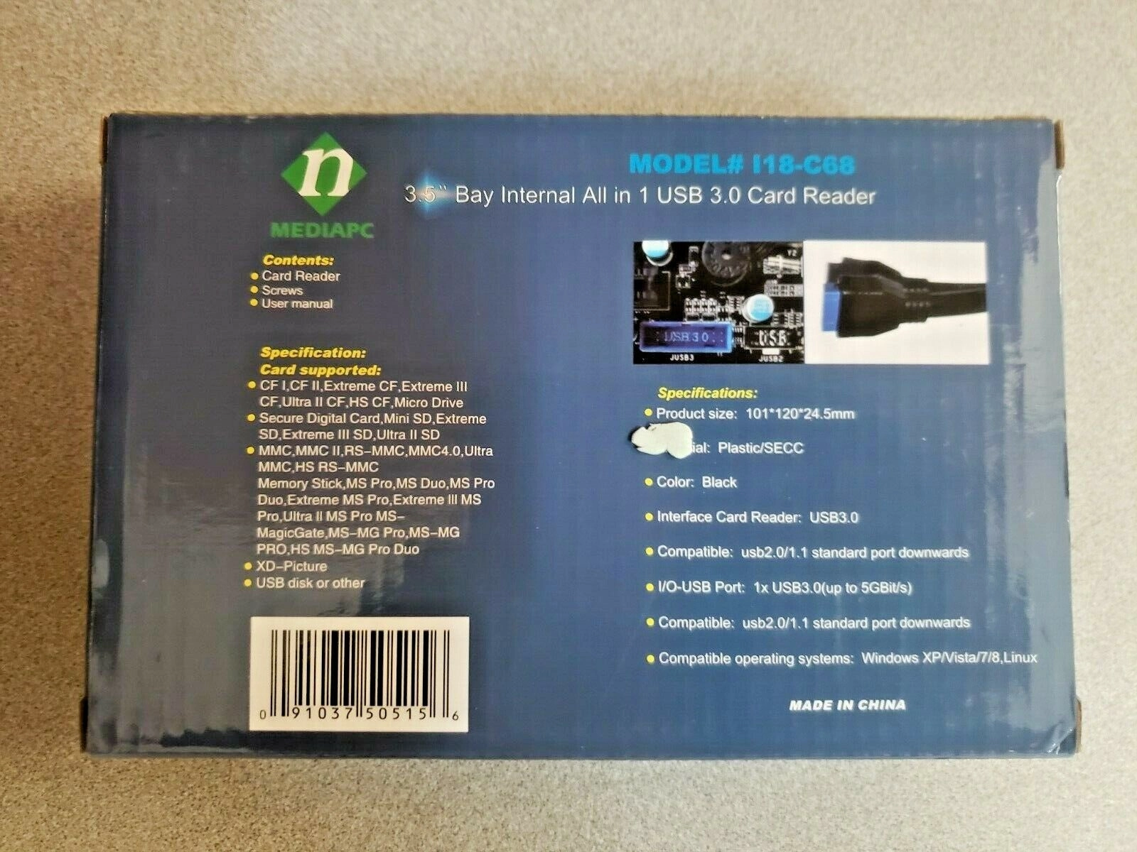 NMEDIAPC Model: i18-C68 USB 3.0 Internal Card Read