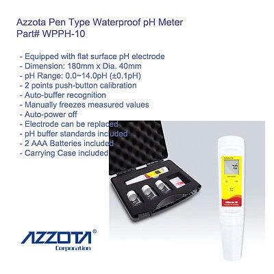 Azzota® Waterproof Pen Type pH Meter, pH Range: 0.