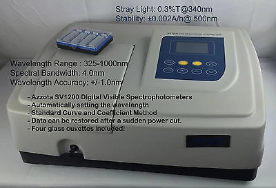 Azzota ® SV-1200, Digital 4nm Visible Spectrophoto