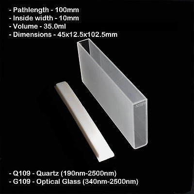 Azzota® 100mm Pathlength Optical Glass Cuvette, 35