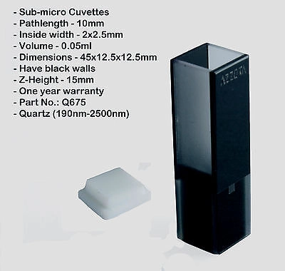Azzota® 10mm Pathlength (0.05ml) Sub-micro Cuvette