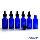 Azzota® BLUE GLASS BOTTLES W/ GLASS EYE DROPPER, 1