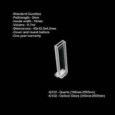Azzota® 2mm Pathlength Optical Glass Cuvette, 0.7m