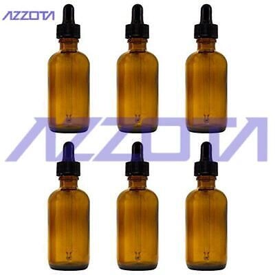 Azzota® AMBER GLASS BOTTLES W/GLASS EYE DROPPER, 2