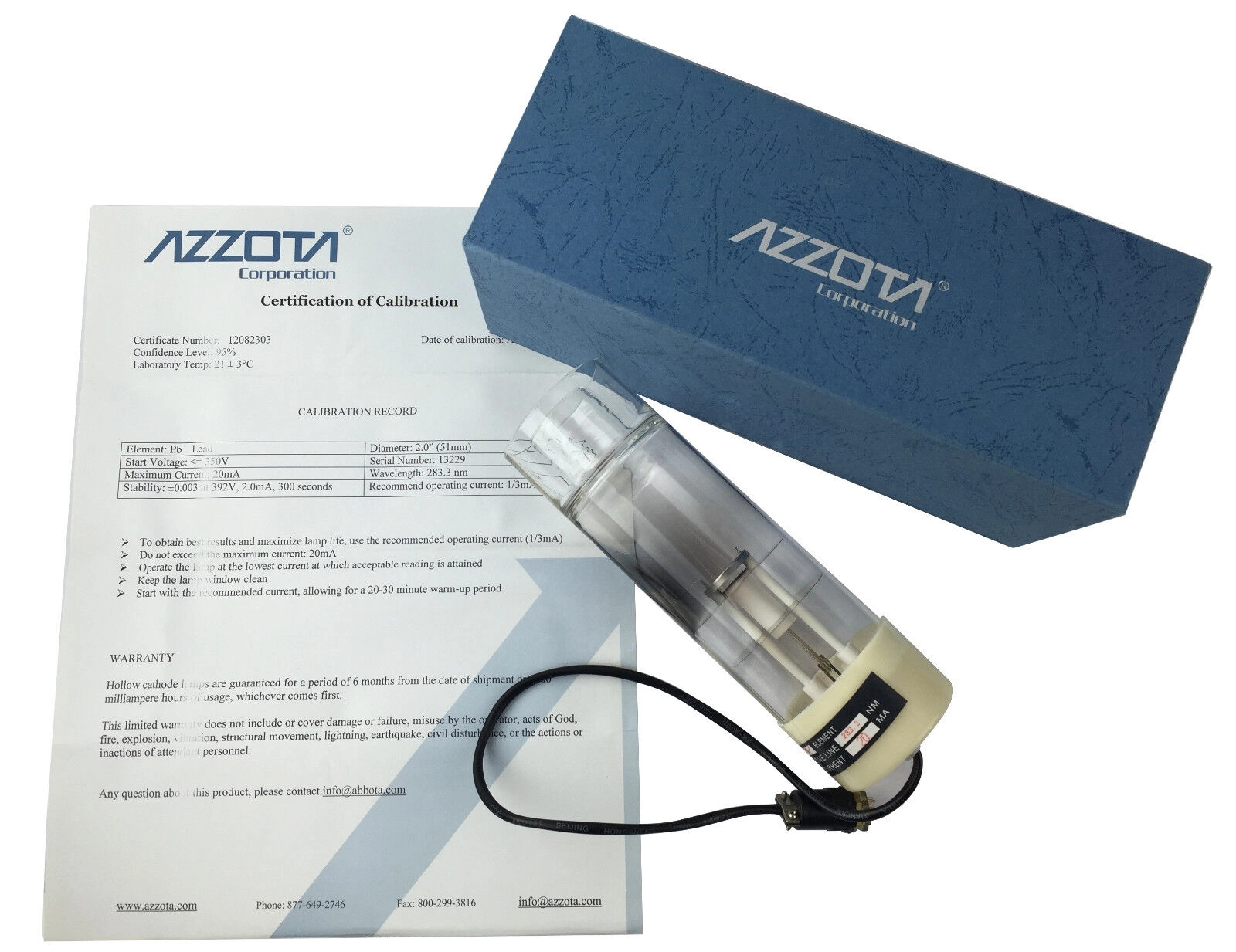 Azzota® 2" Hollow Cathode Lamp, Palladium (Pd)