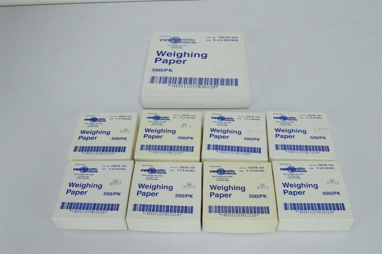 Lot of VWR Weighing Paper 1 6 x 6 pack and 8 3 x 3