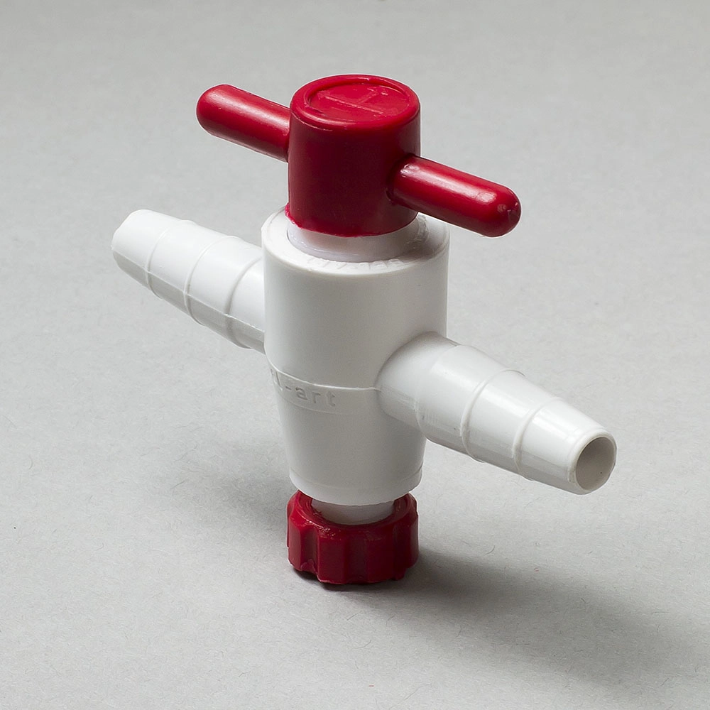 Bel-Art Two-Way Stopcock For 1/4 IN To 3/8 IN Tubing; 2 MM Bore, PTFE