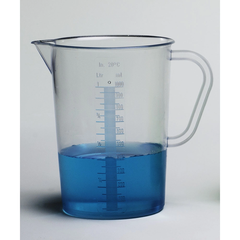 Bel-Art Tall Form 1000ML Clear TPX Graduated Pitcher; 10ML Graduation