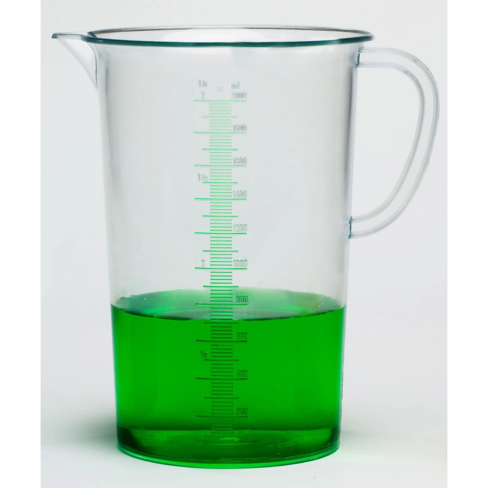 Bel-Art Tall Form 2000ML Clear TPX Graduated Pitcher; 20ML Graduation