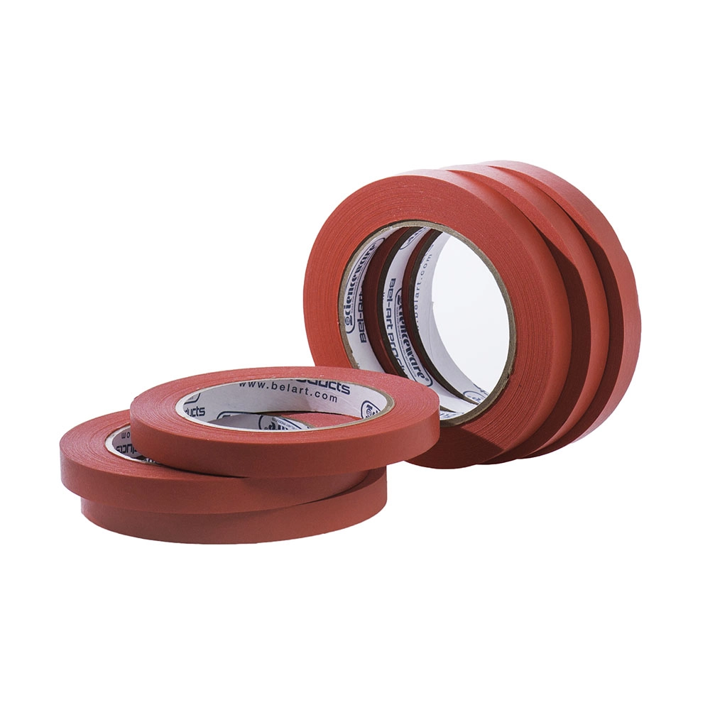 Bel-Art Write-On Red Label Tape; 40 YD Length 1/2 IN Width (Pack of 6)