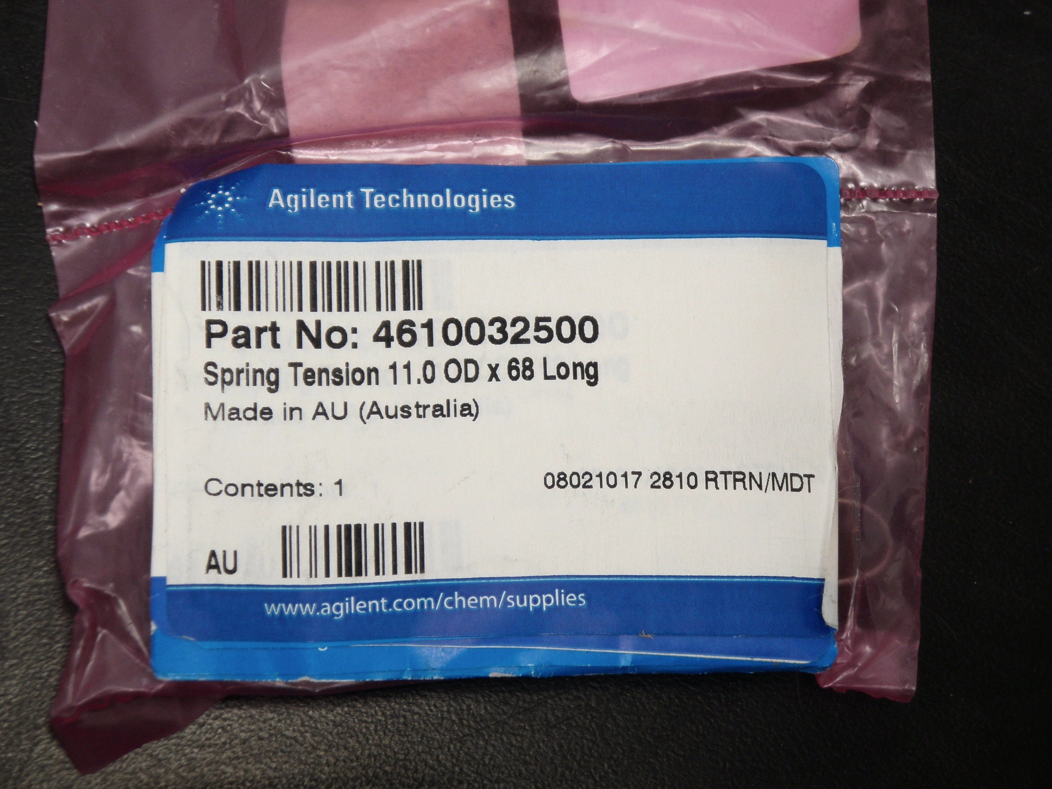 HP / Agilent  Spring Tension 11.0 OD x 68 Long, Brand New, 4610032500