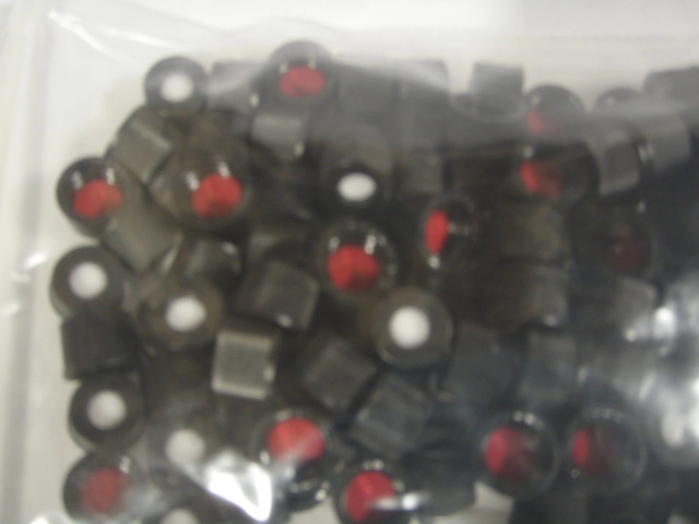 8-425 Polypropylene Screw Thread Closures - PTFE/White Silicone w/slit Septum - Black Cap Color Qty 100