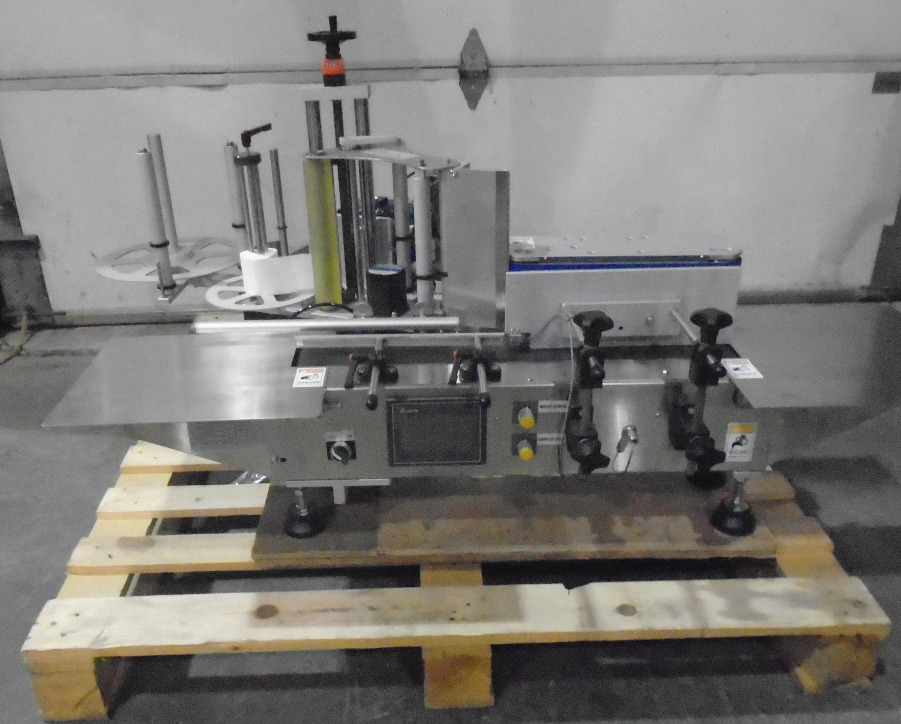 Used Model-1 Tabletop Wraparound Labeler with an Easyrun Controls and Hot Stamp Coder