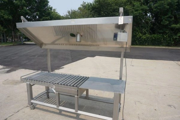 24 In. Wide X 84 In. Long Stainless Steel Roller Conveyor With Scale