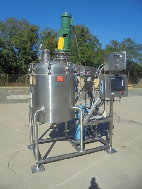 100 Gallon Cherry Burrell 316 Stainless Steel Jacketed Pressurized Kettle/Reactor, Tilt Out Agitation