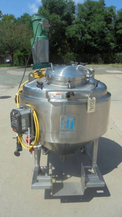 150 Gallon RAS Process Equipment 316SS Jacketed Agitated Pressure Kettle/Reactor, cone bottom