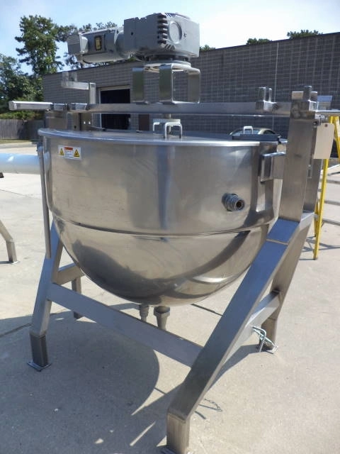 200 Gallon Lee 316 Stainless Steel Jacketed Scraper Kettle, 125 PSI Jacket-