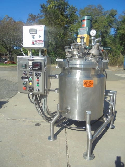 50 Gallon Cherry Burrell 316SS Mix Kettle/Reactor, Tilt Out Agitation