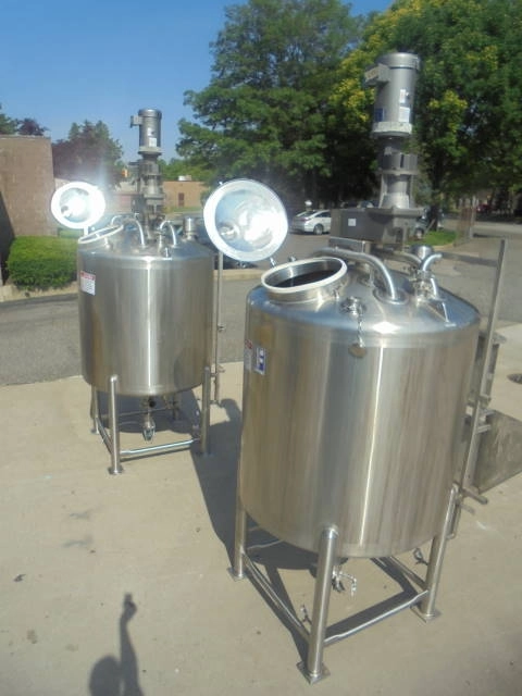 500 Gallon Feldmeier Stainless Sanitary Mix Tanks, Full Sweep (2)