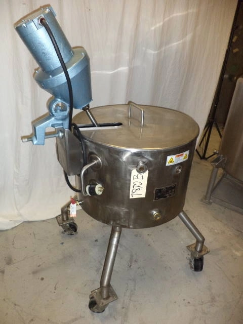 35 Gallon Cherry Burrell 316SS mix kettle, 75 PSI jacket, portable