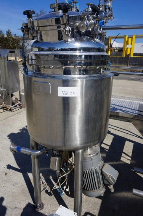 Krieger 125 Liter 316 Stainless Steel Jacketed Pressure Vessel, Bottom Entering Homogenizer