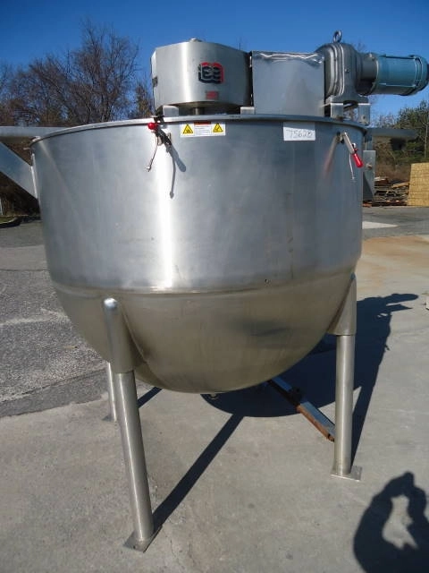 500 Gallon Lee Stainless Steel Double Motion Kettle, 90 Psi Jacket-