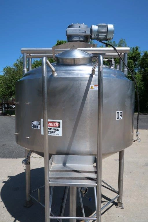 APV/Crepaco 600 Gallon 316 Stainless Jacketed Closed Mixing Kettle/Tank,  100 PSI Jacket